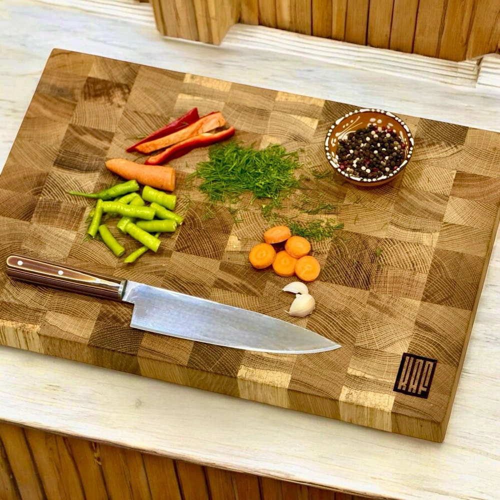 Kaf Ahşap Kesme Tahtası Meşe (End Grain) - M görseli 3