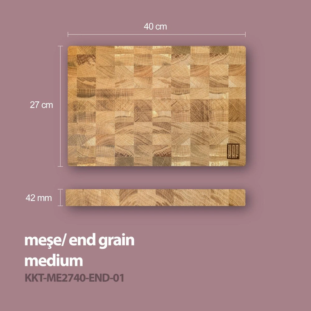 Kaf Ahşap Kesme Tahtası Meşe (End Grain) - M görseli 2