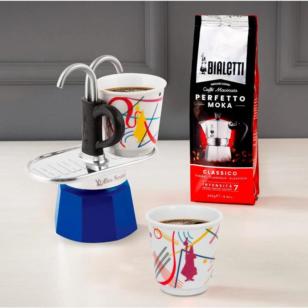 Bialetti Mini Express Mokapot Kandinsky + 2 Espresso Fincanı görseli 3