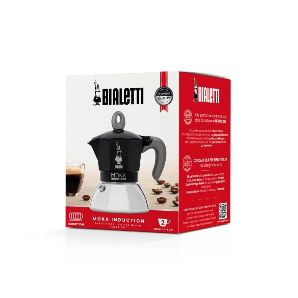 Bialetti İndüksiyon Mokapot Siyah 2 Cup görseli 2