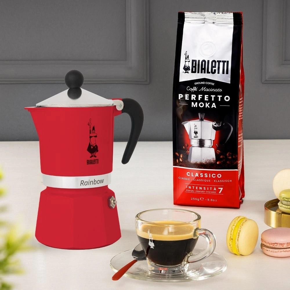Bialetti Rainbow Kırmızı Mokapot (6 Cup) görseli 3