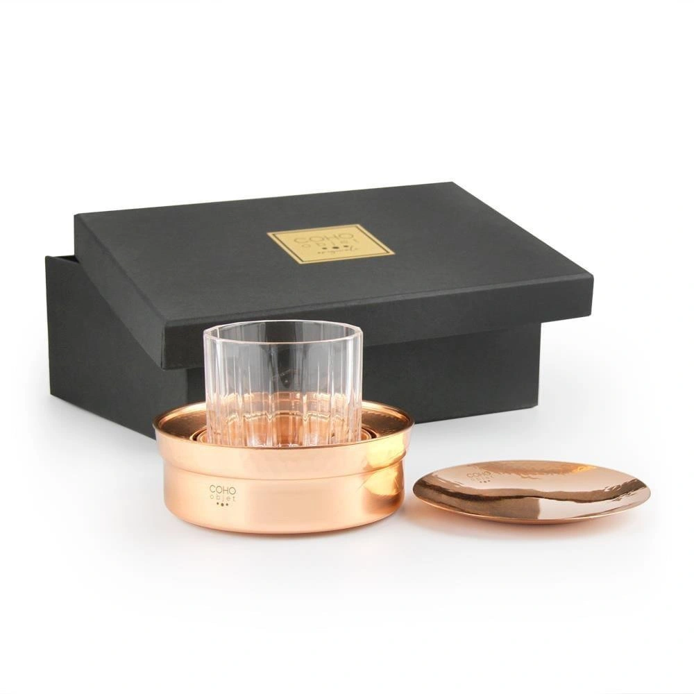 Coho Objet Coho Patron Dövme Bakır Whiskey Keyf & Bakır Bardak Altlık& Whiskey Bardak Seti görseli 1