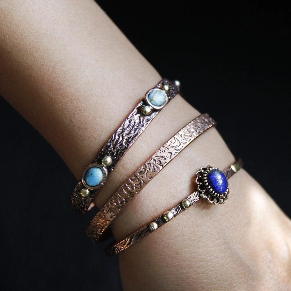 Coho Objet Coho Tılsım Lapis Lazuli Taşlı El İşleme Bileklik görseli 5