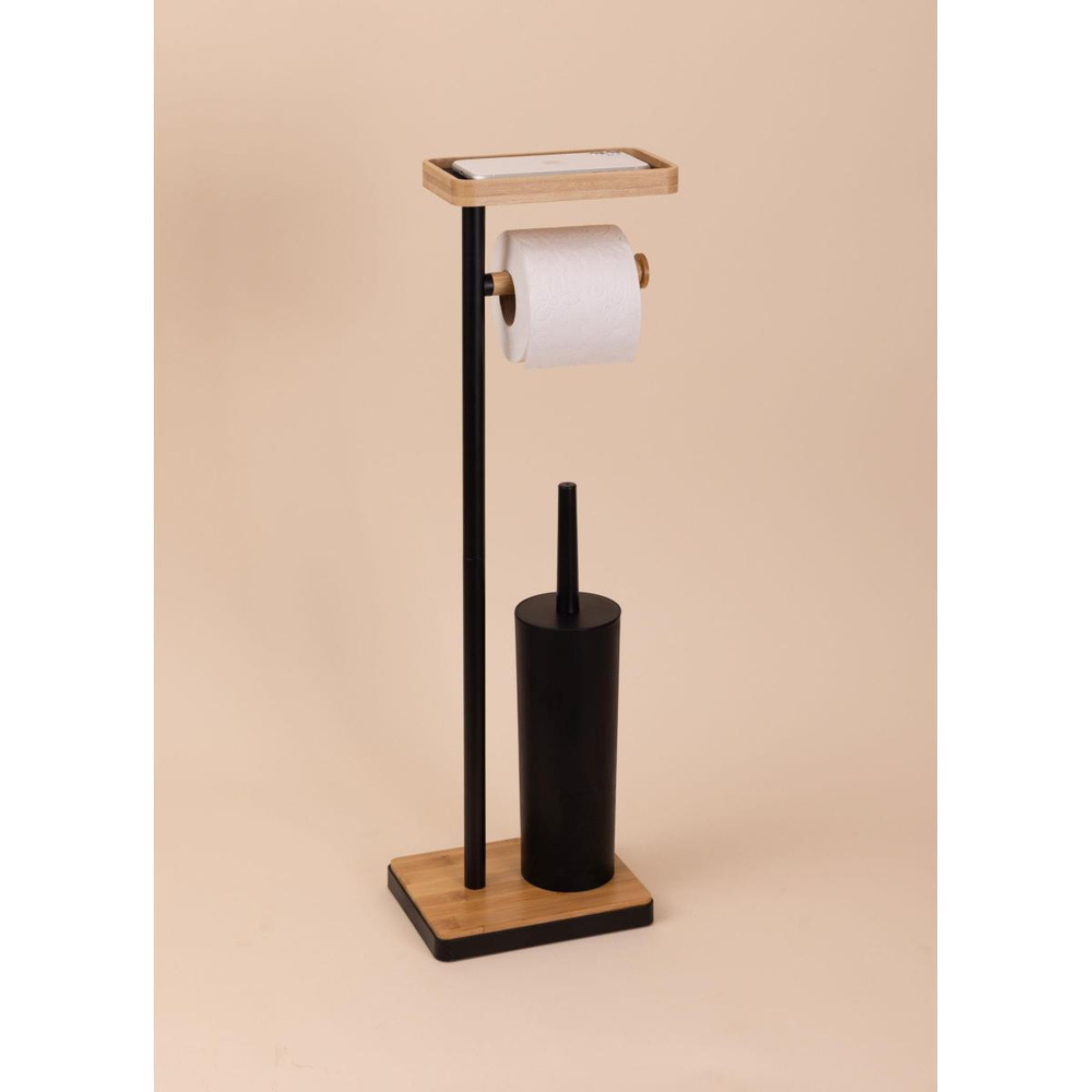 The Mia Tepsili Ve Fırçalı Tuvalet Kağıdı Standı Siyah 759 görseli 3