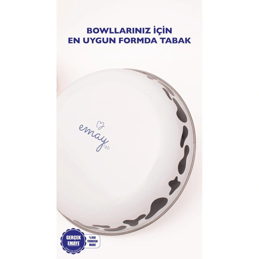 Emaylab Mötilda Emaye Bowl Tabağı - Bowl Kase - Salata Kasesi - Sunum Kasesi 21cm görseli 4