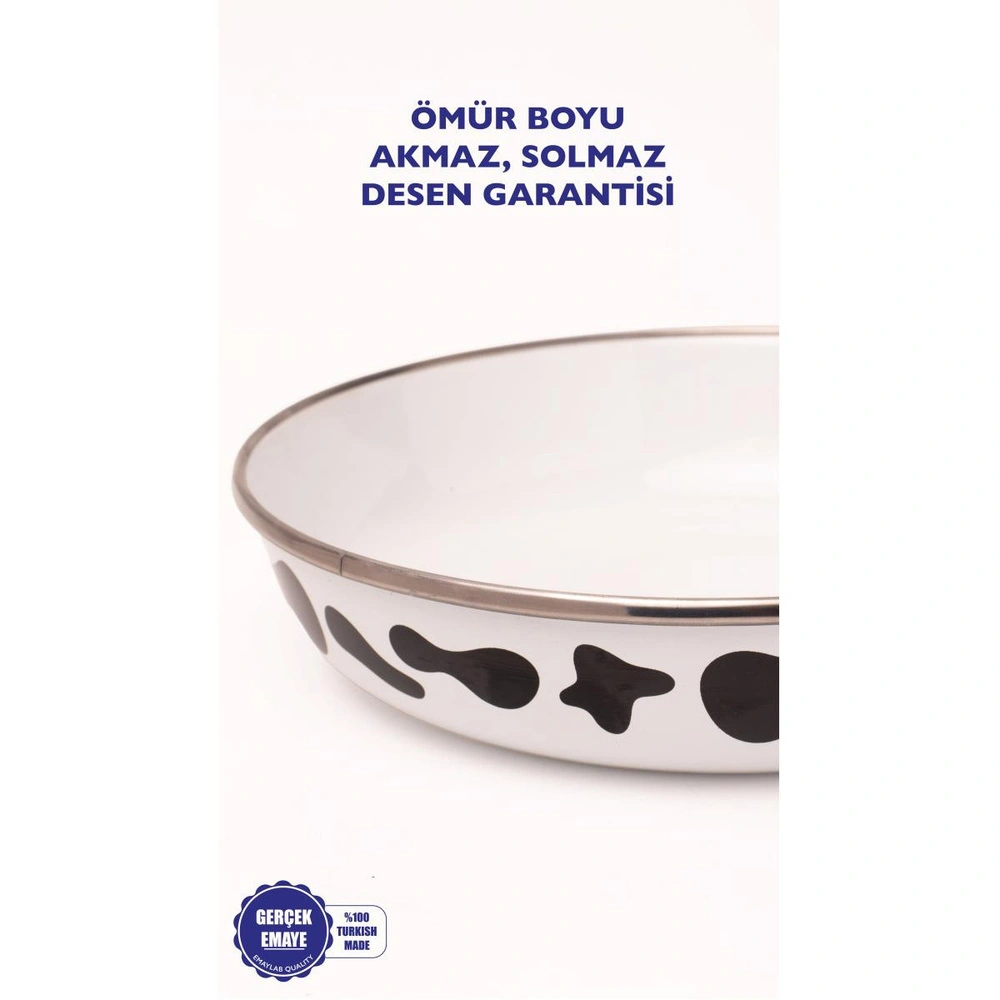 Emaylab Mötilda Emaye Bowl Tabağı - Bowl Kase - Salata Kasesi - Sunum Kasesi 21cm görseli 3
