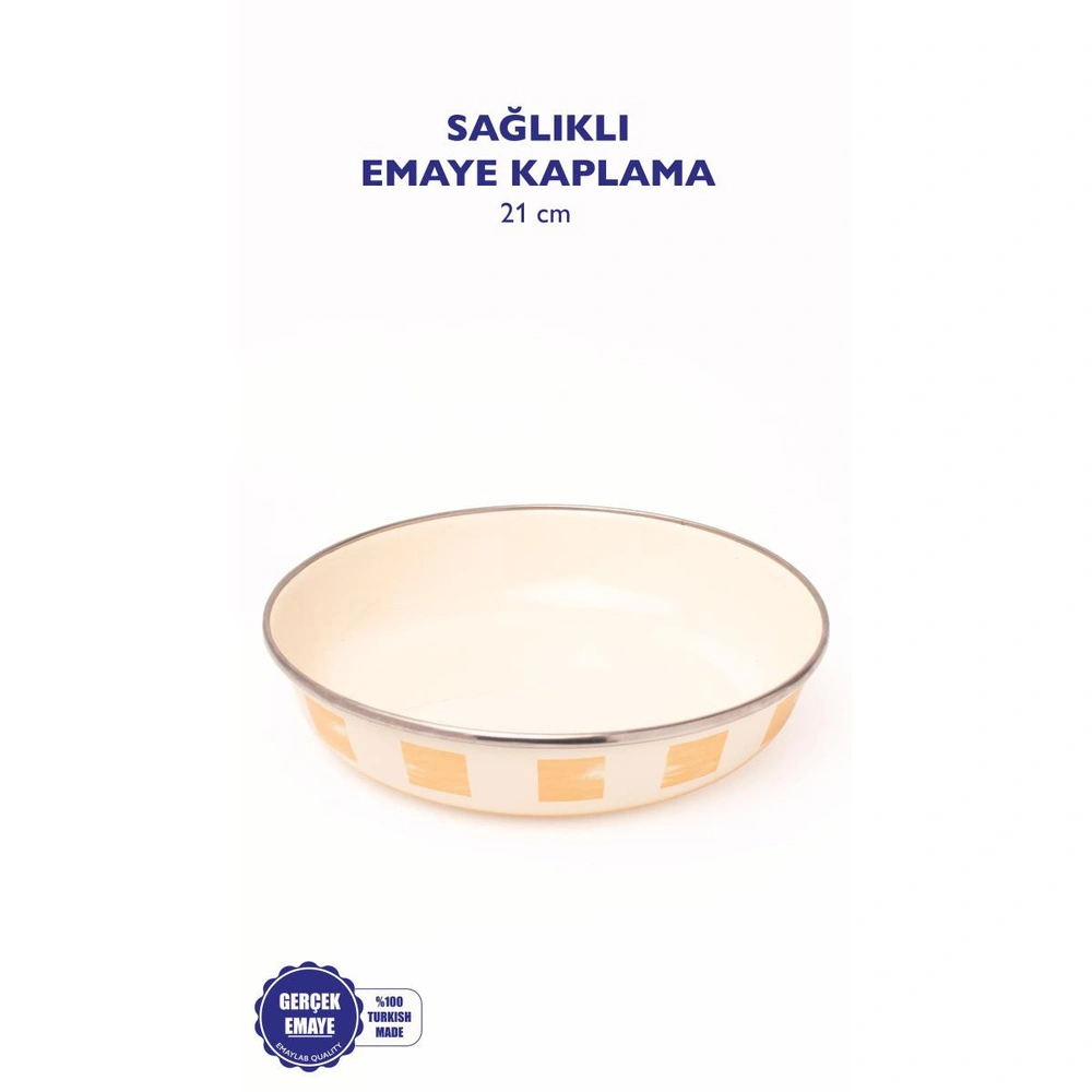Emaylab Beige Emaye Bowl Tabağı - Bowl Kase - Salata Kasesi - Sunum Kasesi 21cm görseli 2