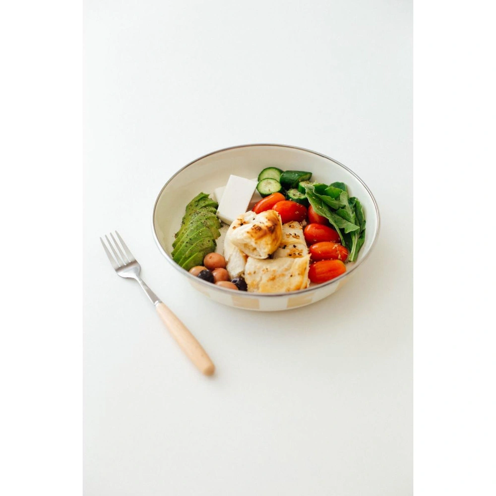 Emaylab Beige Emaye Bowl Tabağı - Bowl Kase - Salata Kasesi - Sunum Kasesi 21cm görseli 1
