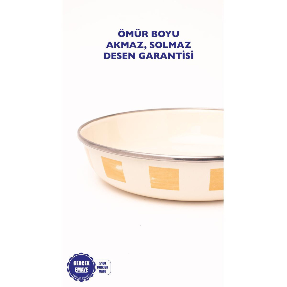 Emaylab Beige Emaye Bowl Tabağı - Bowl Kase - Salata Kasesi - Sunum Kasesi 21cm görseli 3