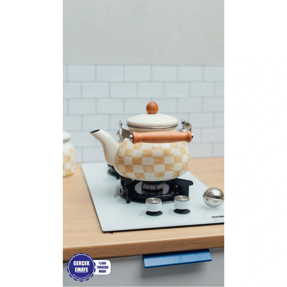 Emaylab Beige Emaye Kettle görseli 1