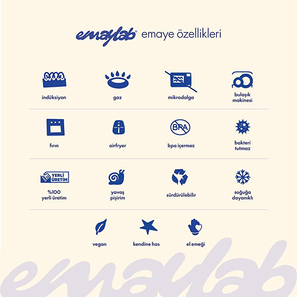 Emaylab Emaye Cupid Çukur Makarna Salata Tabağı 24cm görseli 5