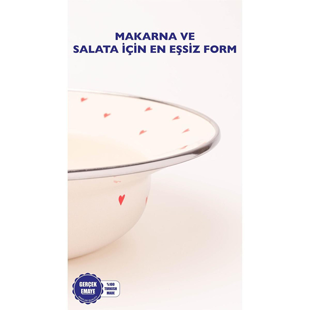 Emaylab Emaye Cupid Çukur Makarna Salata Tabağı 24cm görseli 4