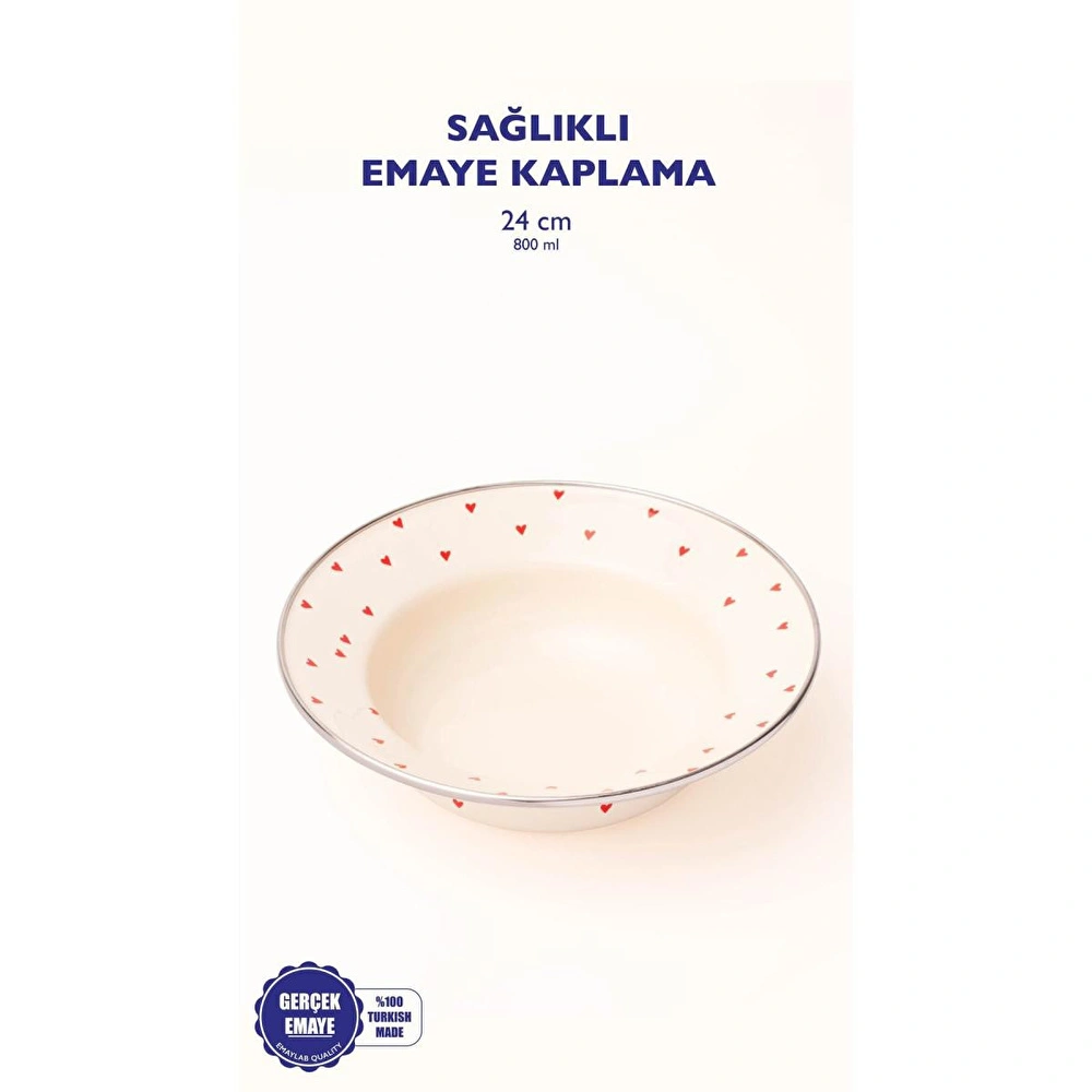 Emaylab Emaye Cupid Çukur Makarna Salata Tabağı 24cm görseli 2