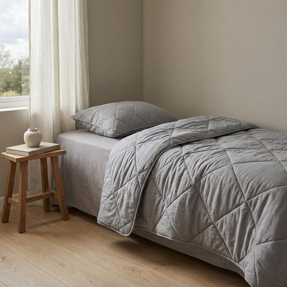 Penelope Microfiber Kumaş Tek Kişilik Gri Yastık Yorgan Seti - Colors In Comfort görseli 1