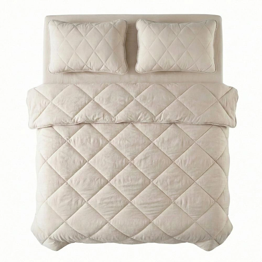 Penelope Microfiber Kumaş Çift Kişilik Krem Yastık Yorgan Seti - Colors In Comfort görseli 2
