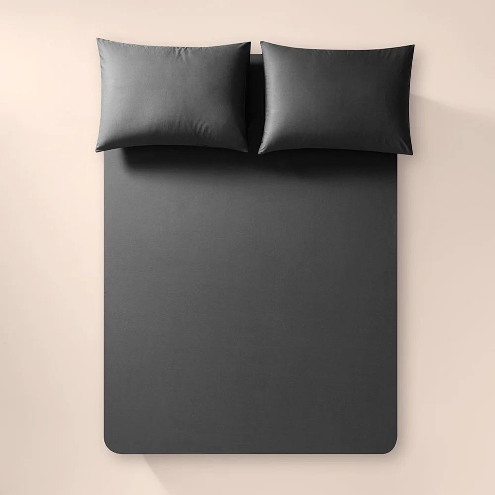 Penelope %100 Pamuk Percale Lastikli Çarşaf 200x200 Cm Antrasit - Pure Serisi görseli 1