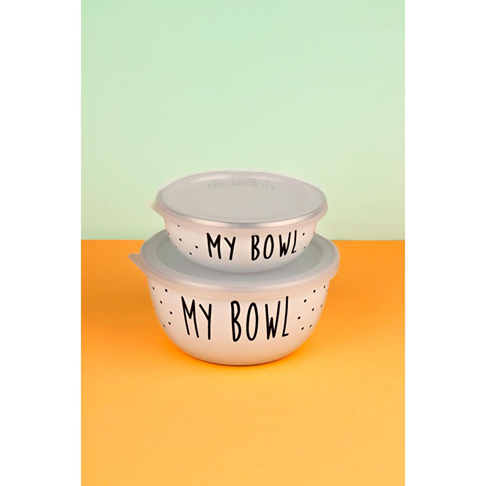 Emaylab My Bowl Emaye Mottolu Kase Seti 12-14 (yemek Taşimaya Uygun- Ocağa Koyulabi̇li̇r) görseli 1
