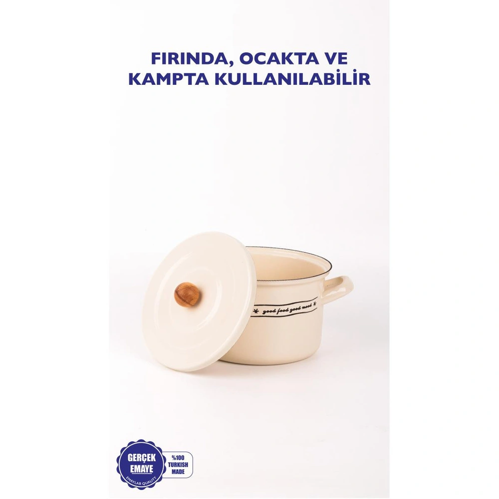 Emaylab Mood Emaye Fırın/haşlama/yoğurt Tenceresi (18cm) görseli 2