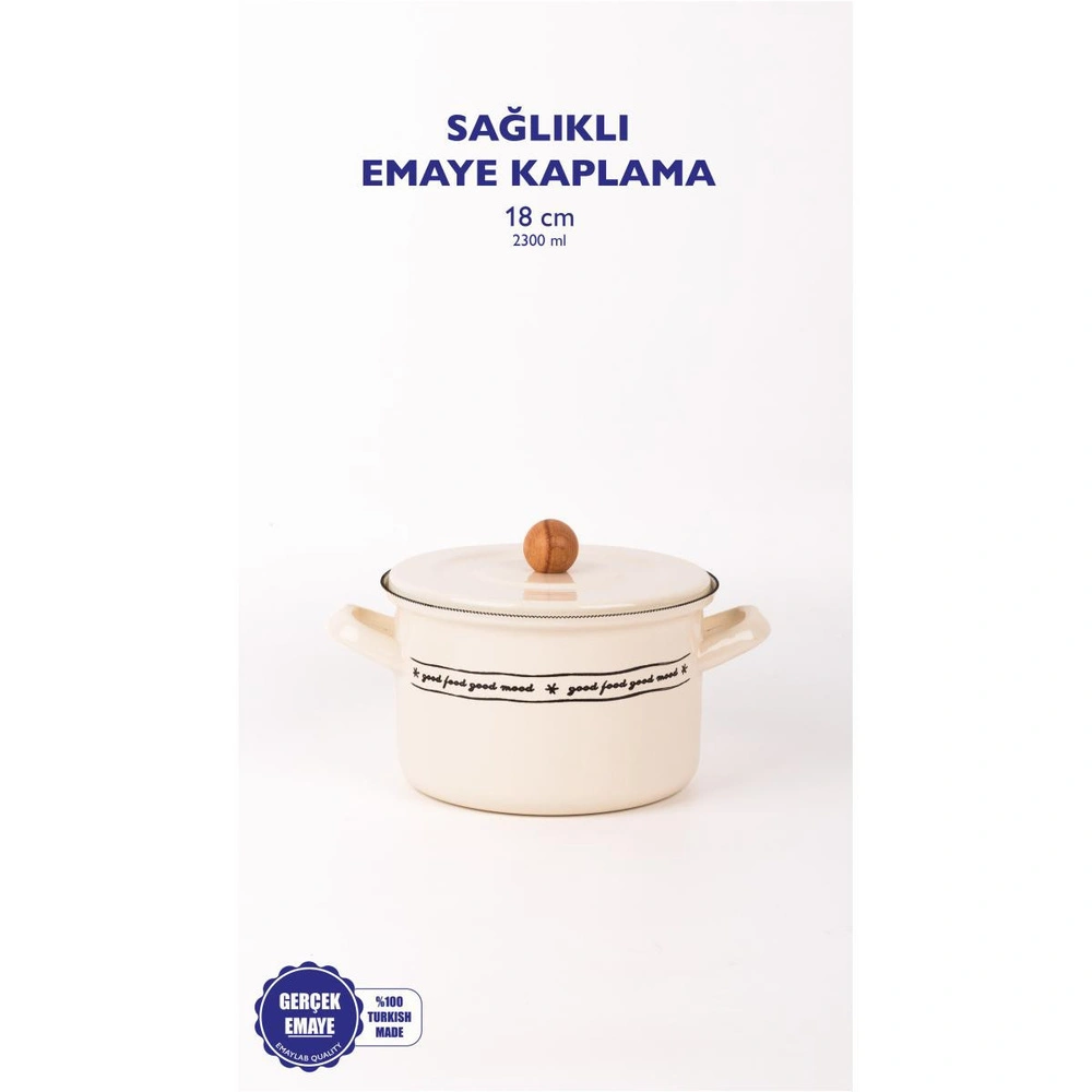 Emaylab Mood Emaye Fırın/haşlama/yoğurt Tenceresi (18cm) görseli 1
