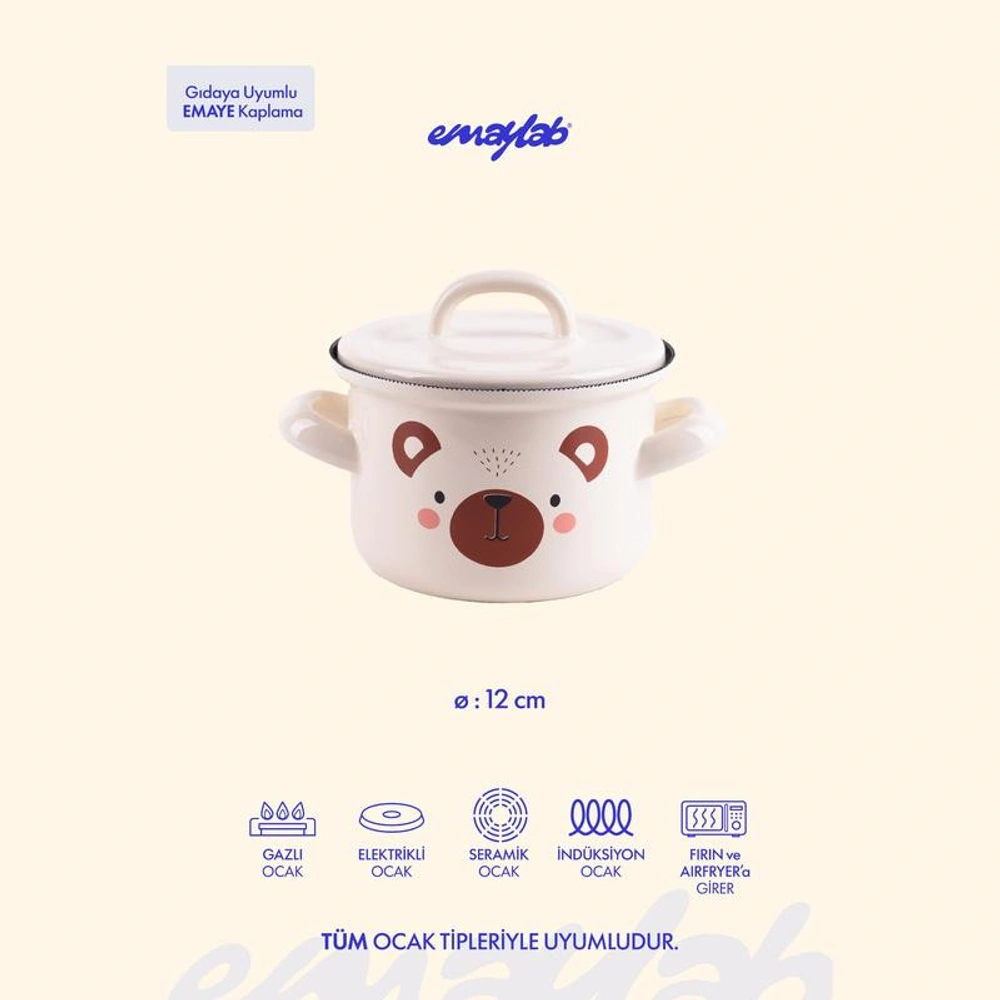 Emaylab Little Bear Mini Bebek Tenceresi 12cm (850 Ml) görseli 2