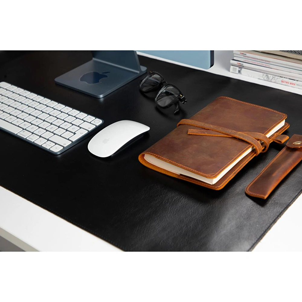 Bloominbag Still & Silent – Charcoal Gerçek Deri Masa Matı Macbook Altlığı Ve Mousepad görseli 4