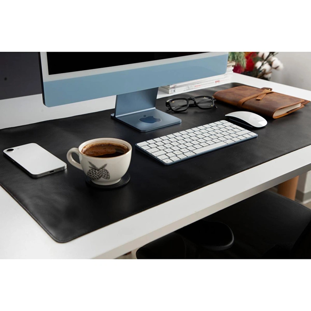 Bloominbag Still & Silent – Charcoal Gerçek Deri Masa Matı Macbook Altlığı Ve Mousepad görseli 2