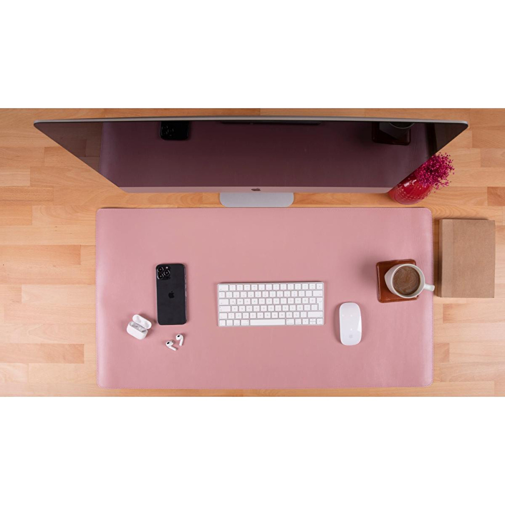 Bloominbag Still & Silent – Pink Gerçek Deri Desk Mat Macbook Altlığı Ve Mousepad görseli 3
