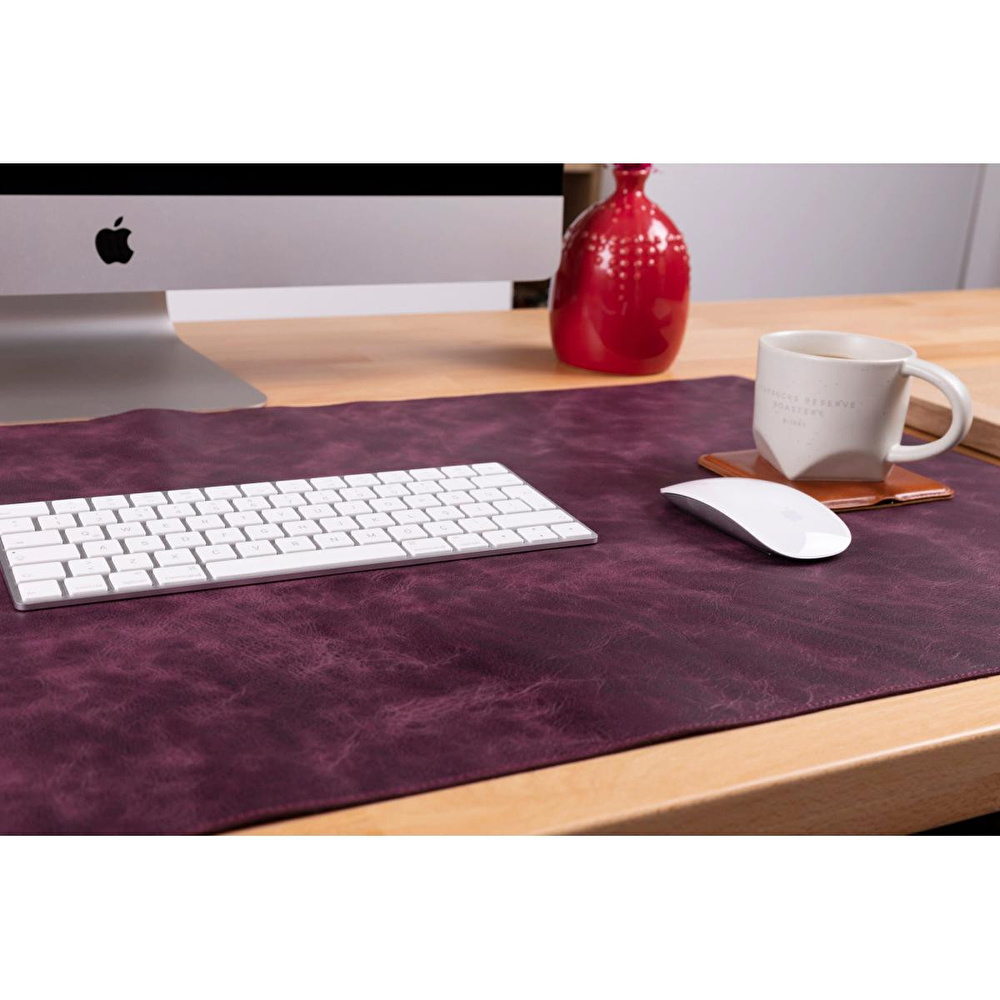 Bloominbag Still & Silent - Scarlet Red Doğal Deri Desk Mat Macbook Altlığı Ve Mousepad görseli 4