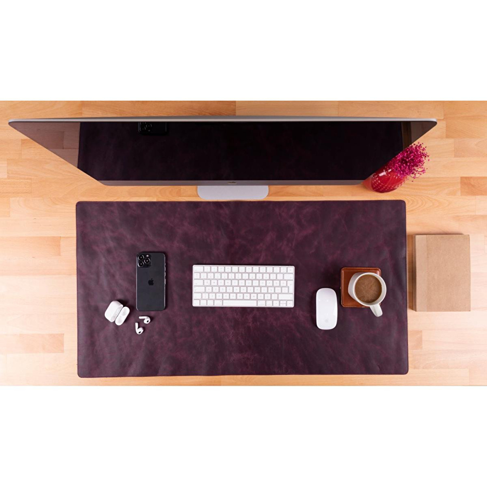 Bloominbag Still & Silent - Scarlet Red Doğal Deri Desk Mat Macbook Altlığı Ve Mousepad görseli 3