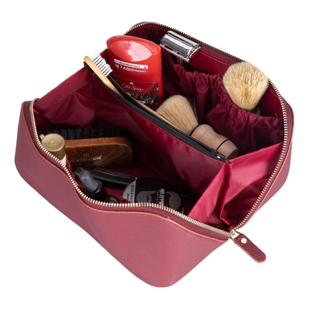 Bloominbag Ella Terra Burgendy Bordo Deri Makyaj Çantası görseli 3