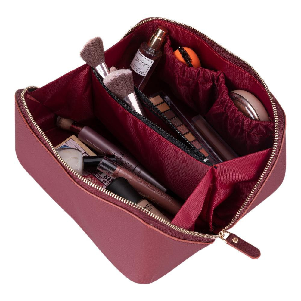Bloominbag Ella Terra Burgendy Bordo Deri Makyaj Çantası görseli 2