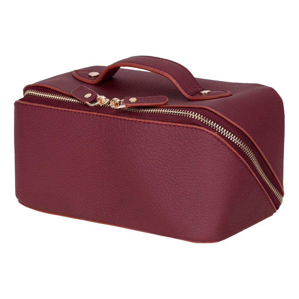 Bloominbag Ella Terra Burgendy Bordo Deri Makyaj Çantası görseli 5