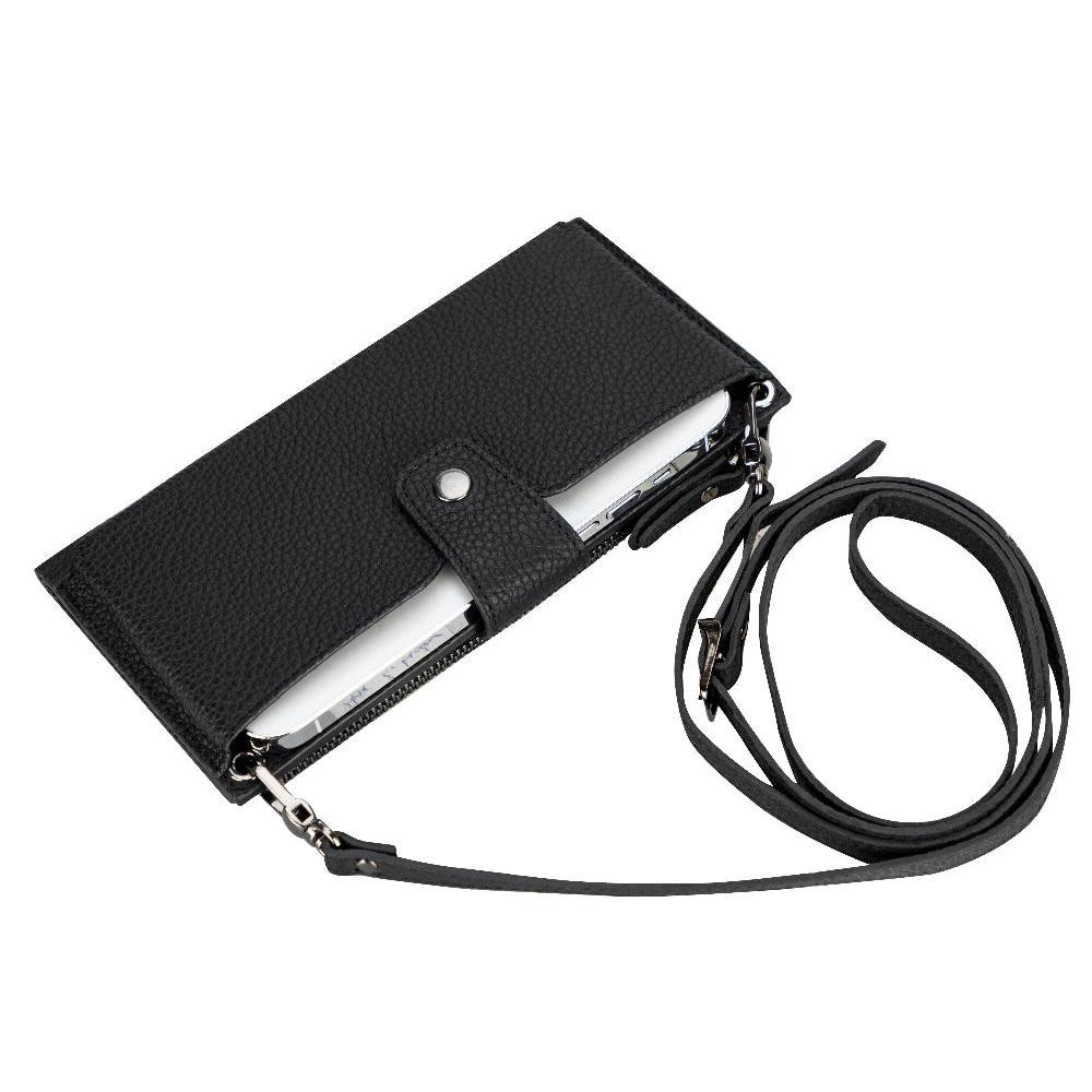Bloominbag Lozan Strap Shadow Black Gerçek Deri Çapraz Askılı Telefon Bölmeli Cüzdan Çanta görseli 1