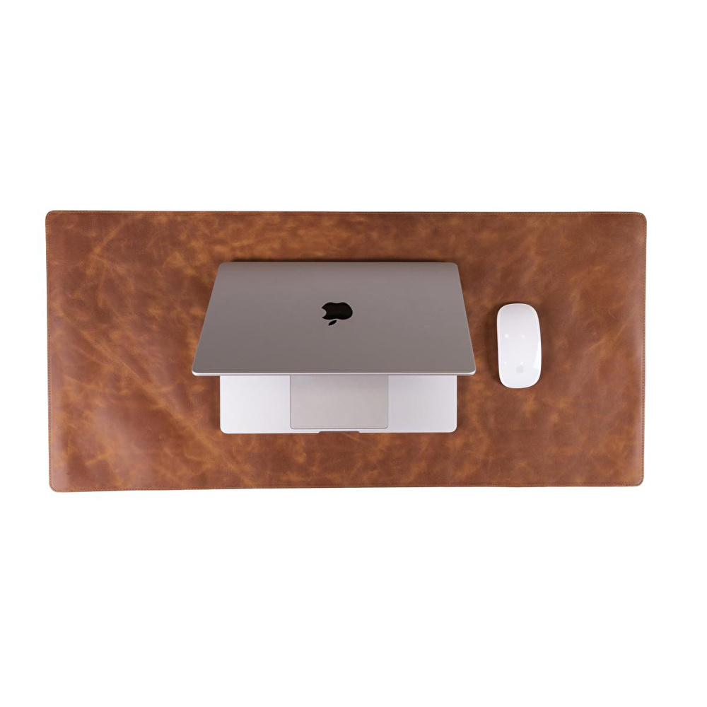 Bloominbag Still & Silent – Golden Tan Gerçek Deri Desk Mat Macbook Altlığı Ve Mousepad görseli 1
