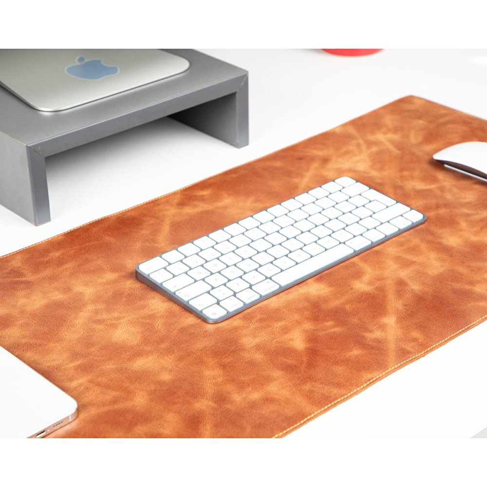 Bloominbag Still & Silent – Golden Tan Gerçek Deri Desk Mat Macbook Altlığı Ve Mousepad görseli 5