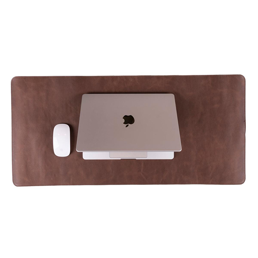 Bloominbag Still & Silent – Saddle Brown Gerçek Deri Desk Mat Macbook Altlığı Ve Mousepad görseli 1