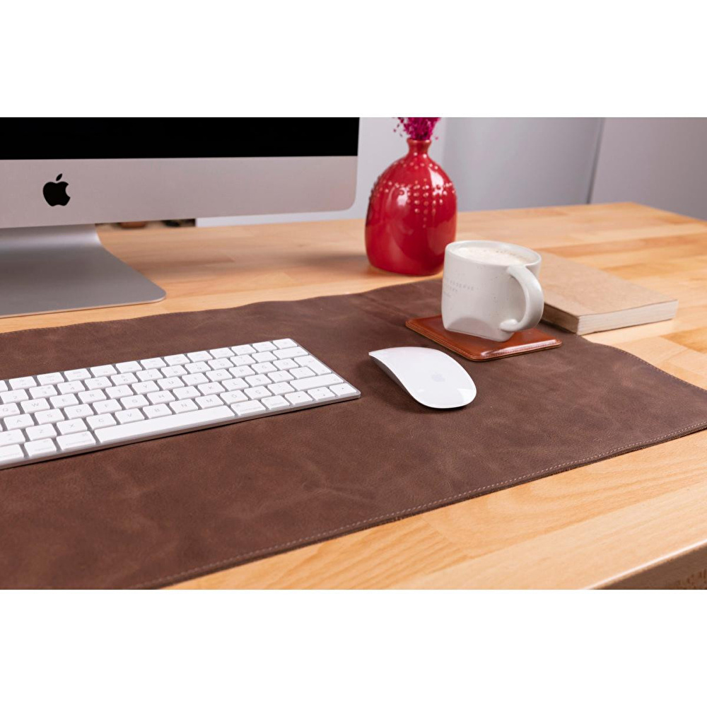 Bloominbag Still & Silent – Saddle Brown Gerçek Deri Desk Mat Macbook Altlığı Ve Mousepad görseli 4