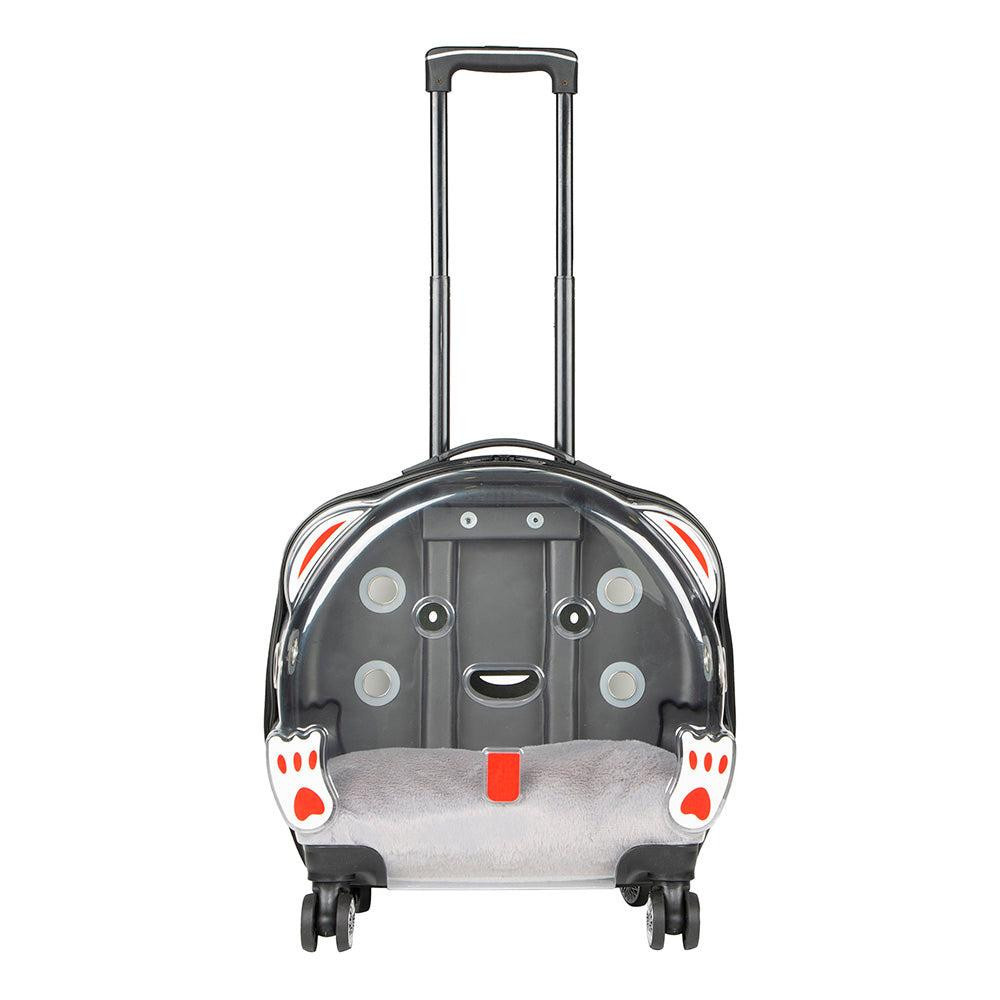 Bloominbag Pawbuddy Clear Travelmate– Gri Ve Şeffaf Tekerlekli Lüks Evcil Hayvan Taşıma Çantası görseli 2