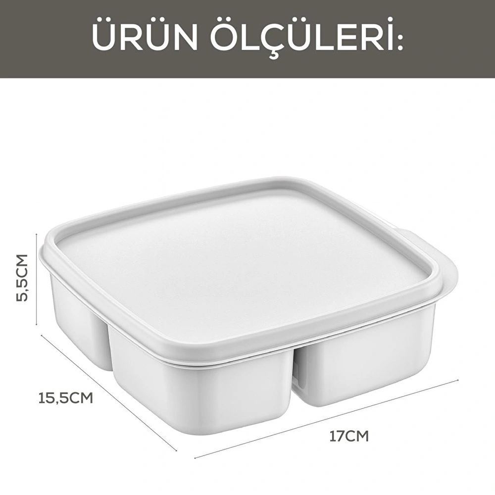 Vienev 3'lü Set Bölmeli Kare Saklama Kabı Gri görseli 5