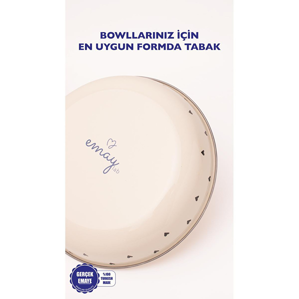 Emaylab Black Cupid Emaye Bowl Tabağı - Bowl Kase - Salata Kasesi - Sunum Kasesi 21cm görseli 4