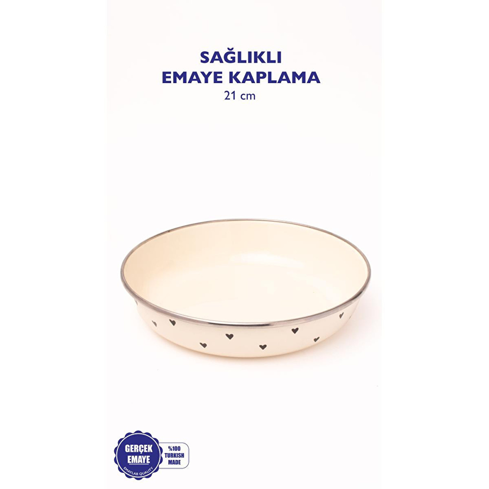 Emaylab Black Cupid Emaye Bowl Tabağı - Bowl Kase - Salata Kasesi - Sunum Kasesi 21cm görseli 2