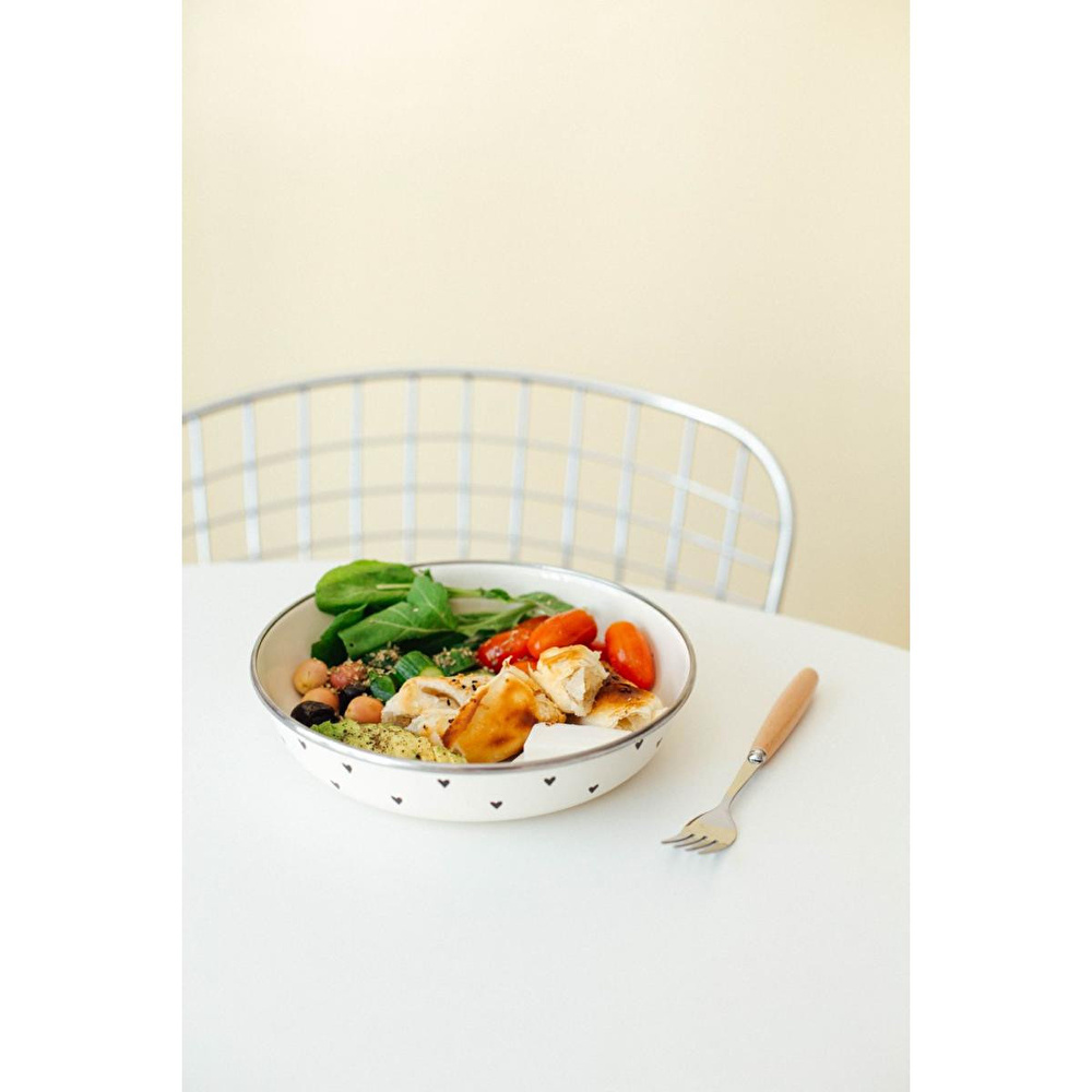Emaylab Black Cupid Emaye Bowl Tabağı - Bowl Kase - Salata Kasesi - Sunum Kasesi 21cm görseli 1