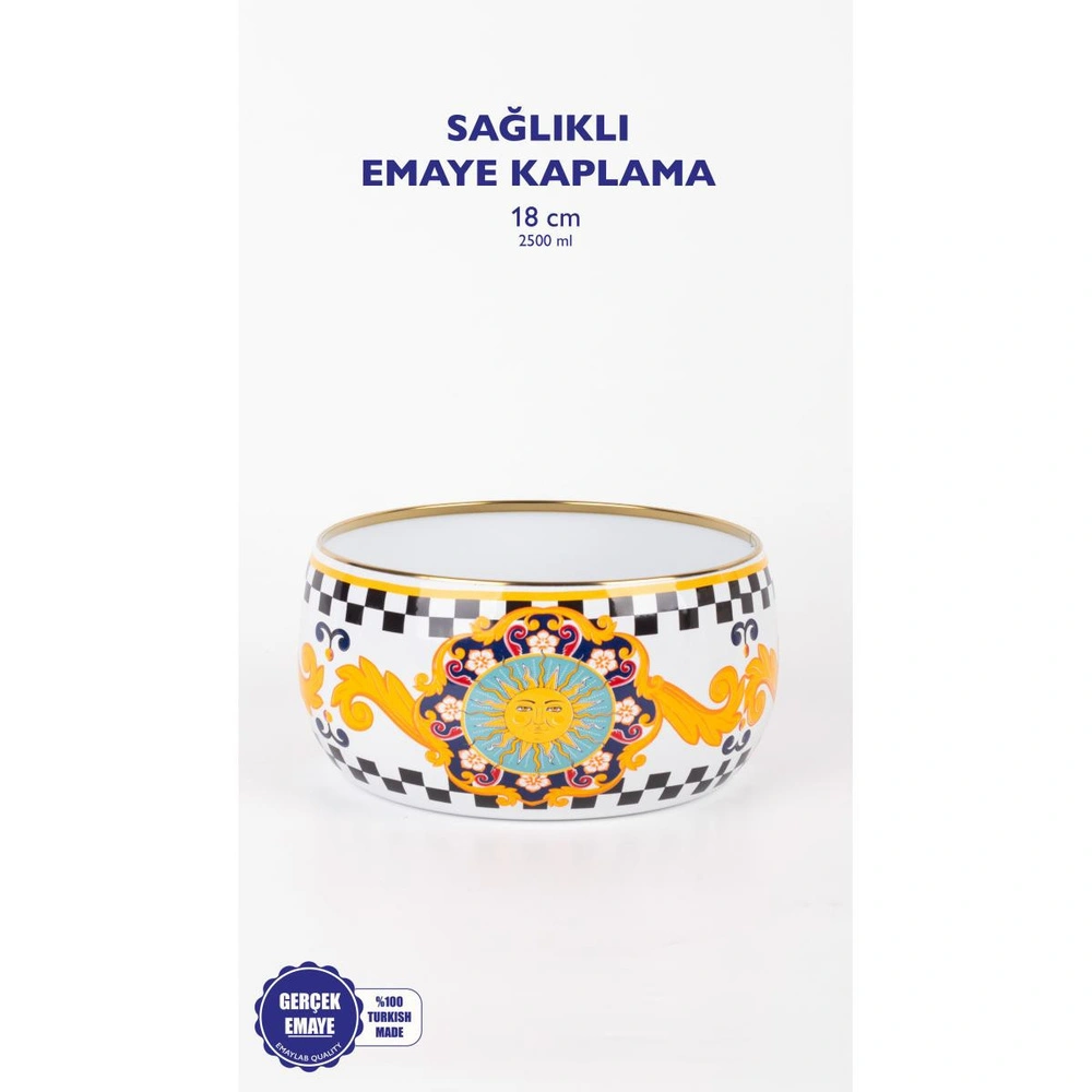 Emaylab Mısharu Dekoratif Emaye Salata Ve Sunum Kasesi görseli 2