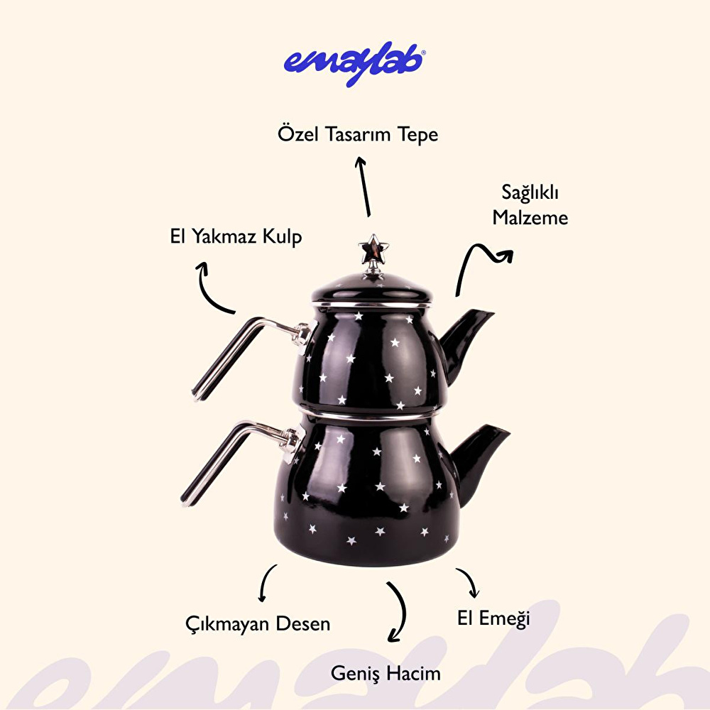 Emaylab Star Emaye Yıldız Desenli Çaydanlık görseli 3