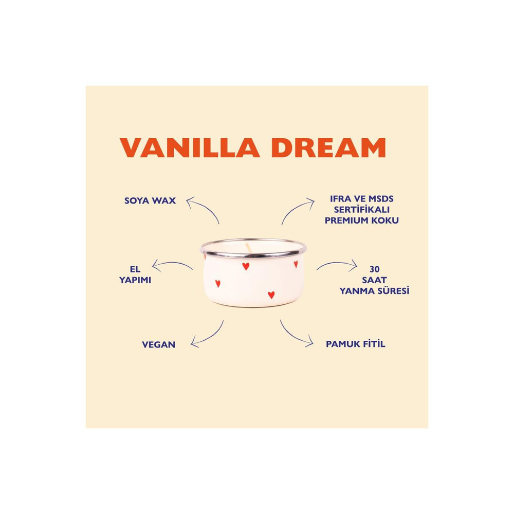 Emaylab Vanilya Dream, Emaye Kapta Soy Wax Mum (vanilya Kokulu-150 Ml) görseli 4