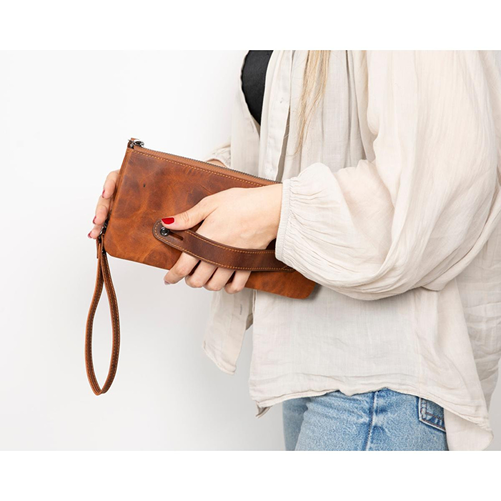 Bloominbag Majeste Rust Brown Curated Deri Clutch Bag görseli 4
