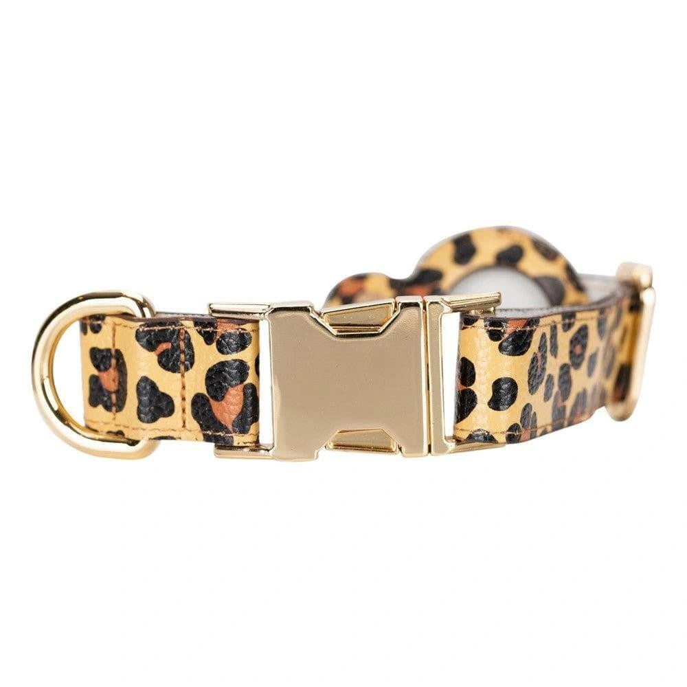 Bloominbag Bloompaw Leopard Tan Airtag Yuvalı Hakiki Deri Pet Tasma görseli 3