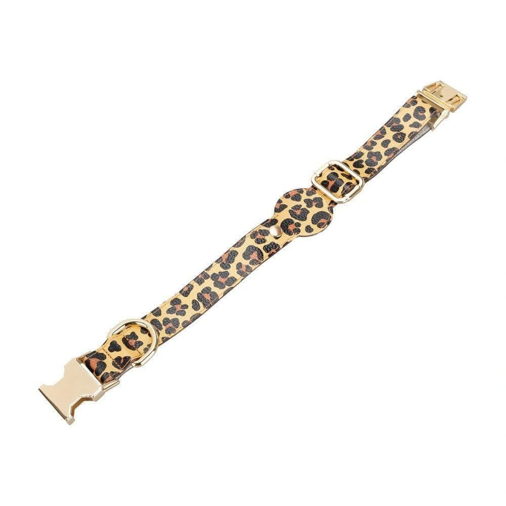 Bloominbag Bloompaw Leopard Tan Airtag Yuvalı Hakiki Deri Pet Tasma görseli 1