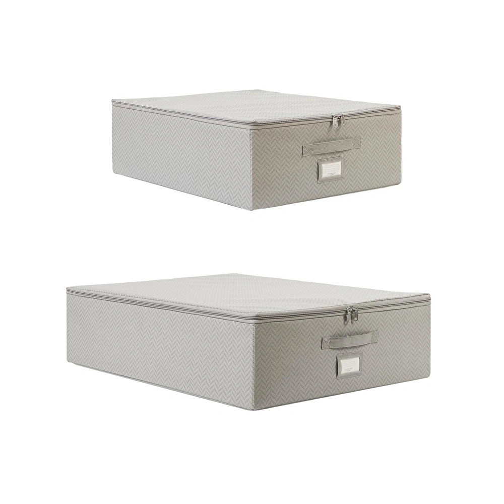 Ocean Home Textile 2'li Gri Balıksırtı Destekli Hurç Set 45 X 55 X 18 + 55 X 70 X 18 Cm görseli 2
