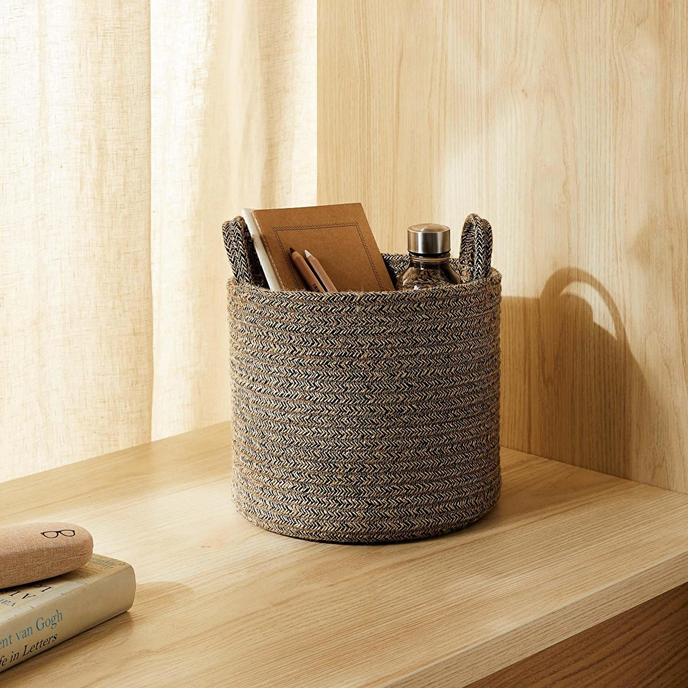 Ocean Home Textile Siyah Kırçıllı Jüt Halat Sepet 26 X 22 Cm görseli 1